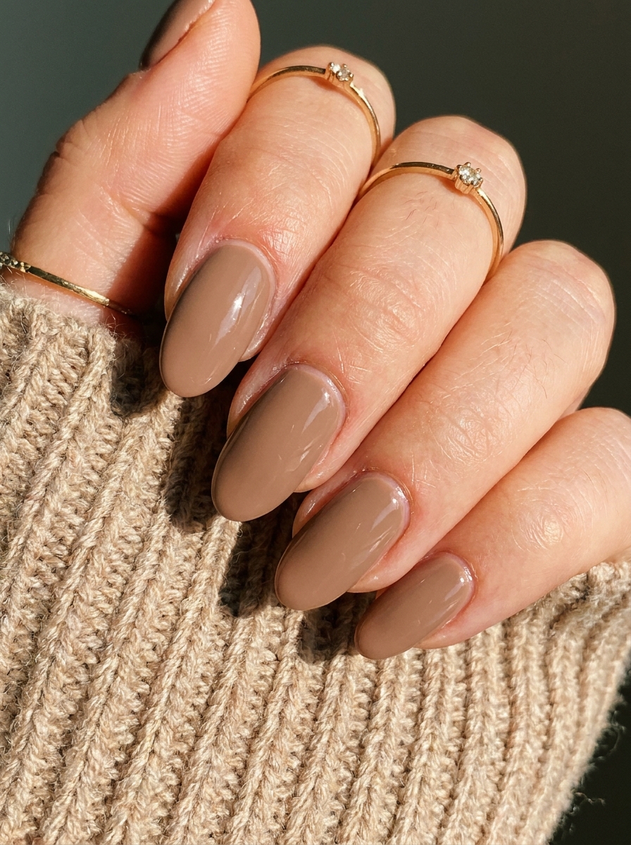 Cappuccino Fall Nails als schlichte neutrale Herbstmaniküre 2026
